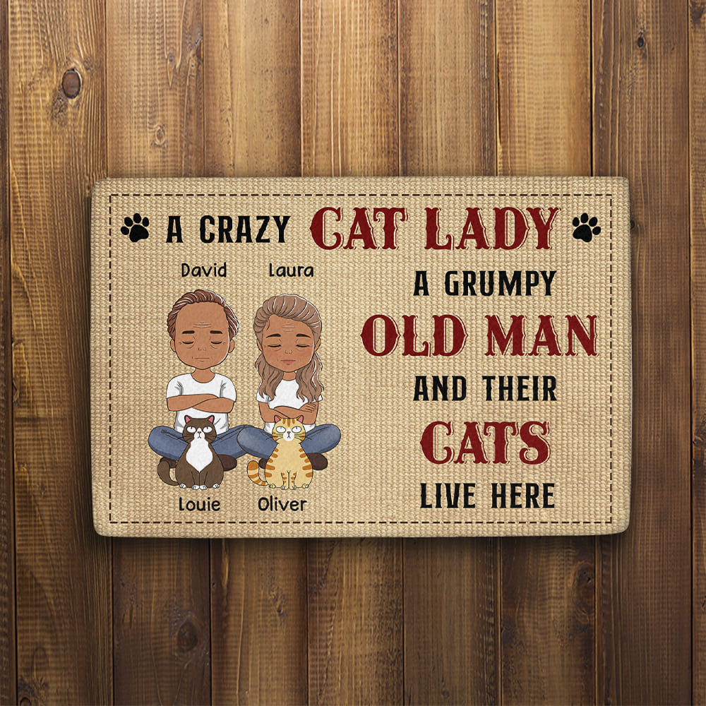 Crazy Cat Lady - Personalized Custom Doormat 