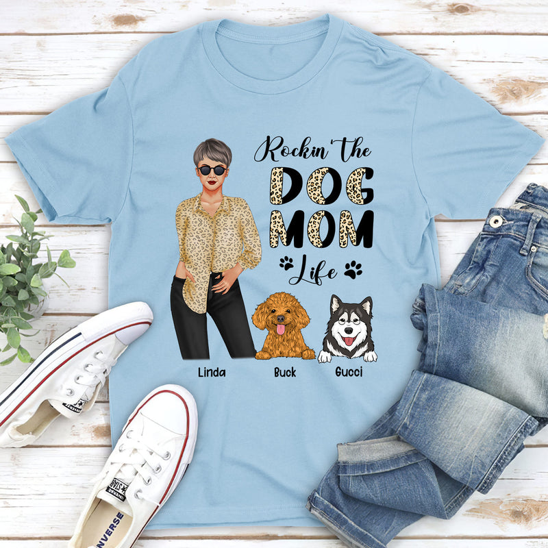 Dog Mom Leopard - Personalized Custom Unisex T-shirt