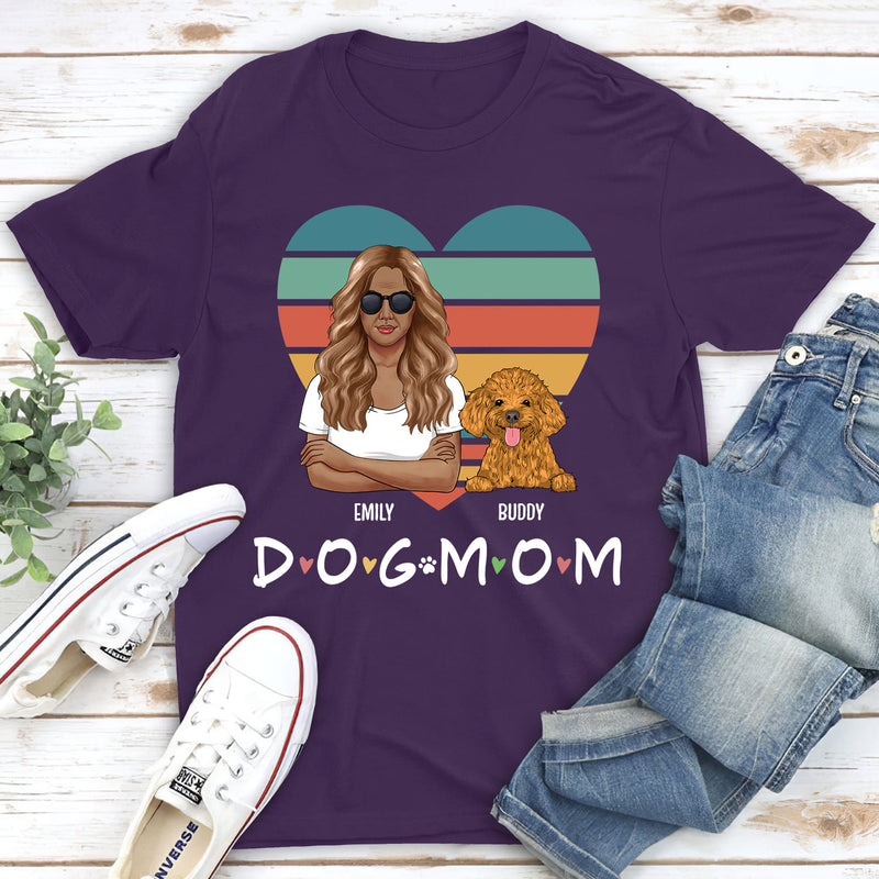 Dog Mom Sunset - Personalized Custom Unisex T-shirt