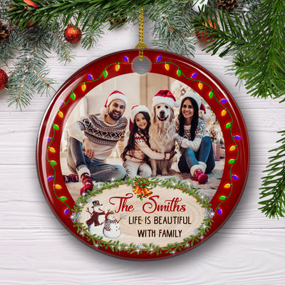 Life Is Beautiful - Personalized Custom Photo Circle Ceramic Ornament