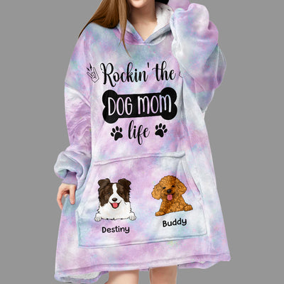 Dog Mom Life - Personalized Custom Blanket Hoodie