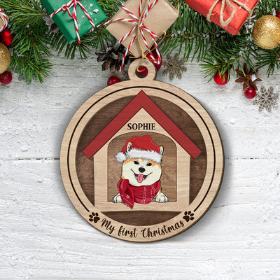 Dog House - Personalized Custom 2-layered Wood Ornament