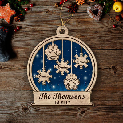 Family Snowball - Personalized Custom 2-layered Wood Ornament