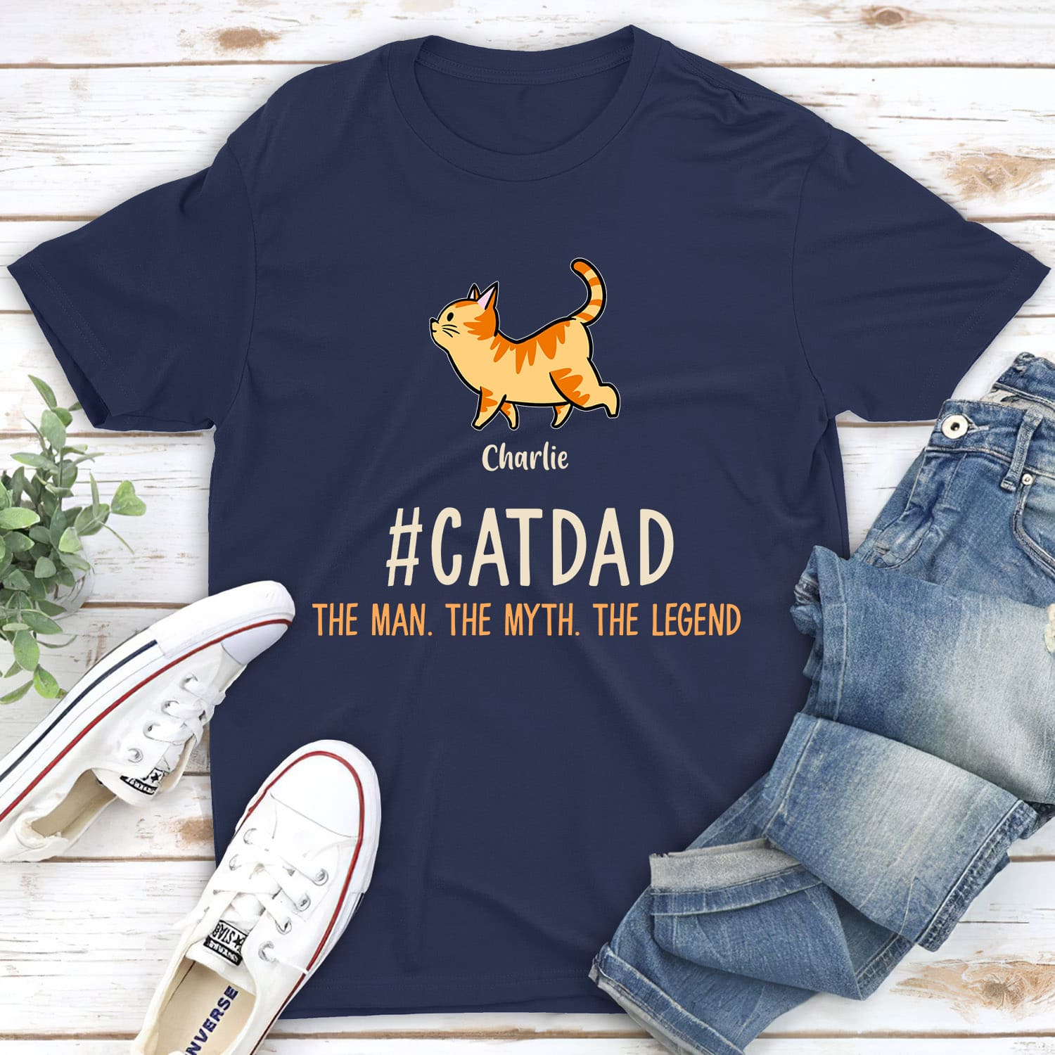 Cat Dad Legend Pets Lover Personalized Cats Owner Custom Unisex T-shirt