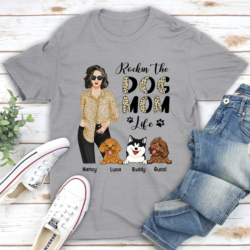 Dog Mom Leopard - Personalized Custom Unisex T-shirt