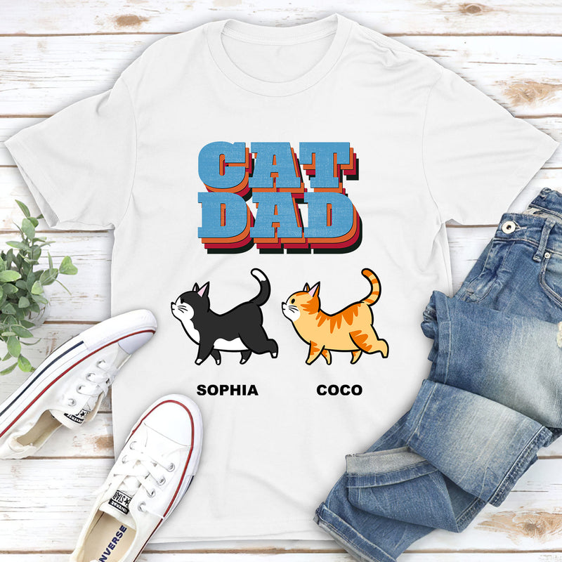 Cat Dad Retro - Personalized Custom Unisex T-shirt