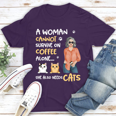 Coffee And Cat - Personalized Custom Unisex T-shirt
