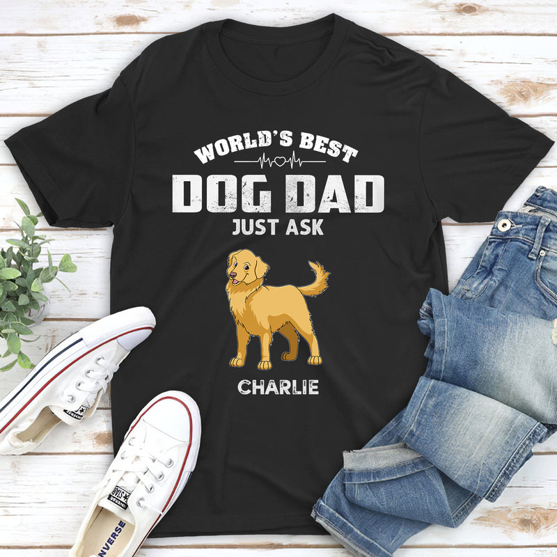World‘s Best Dog Dad Grunge - Personalized Custom Unisex T-shirt