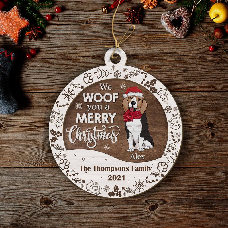 We Woof You A Merry Christmas - Personalized Custom 2-layered Wood Ornament