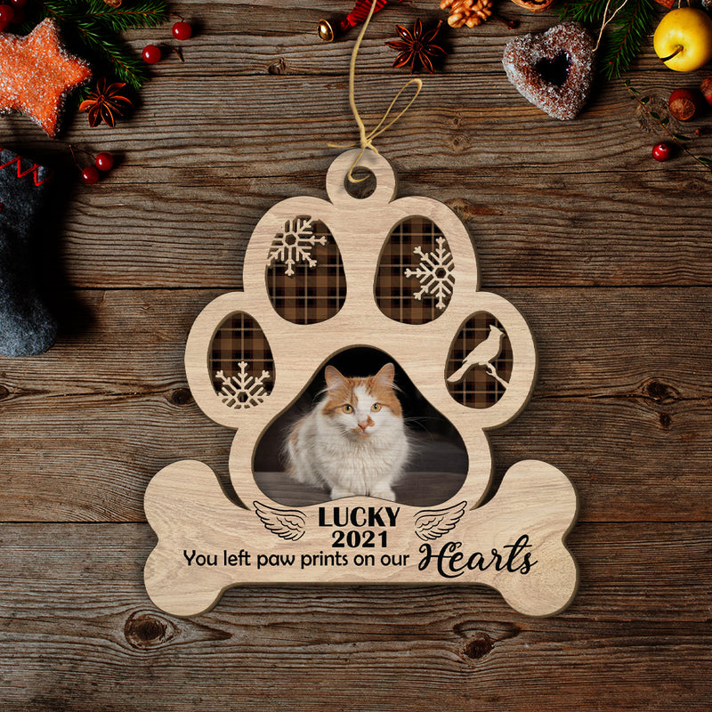 You Left Paw Prints - Personalized Custom 2-layered Wood Ornament