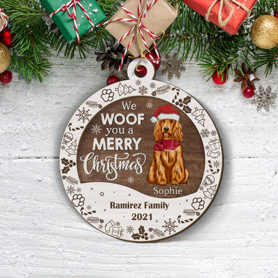We Woof You A Merry Christmas - Personalized Custom 2-layered Wood Ornament