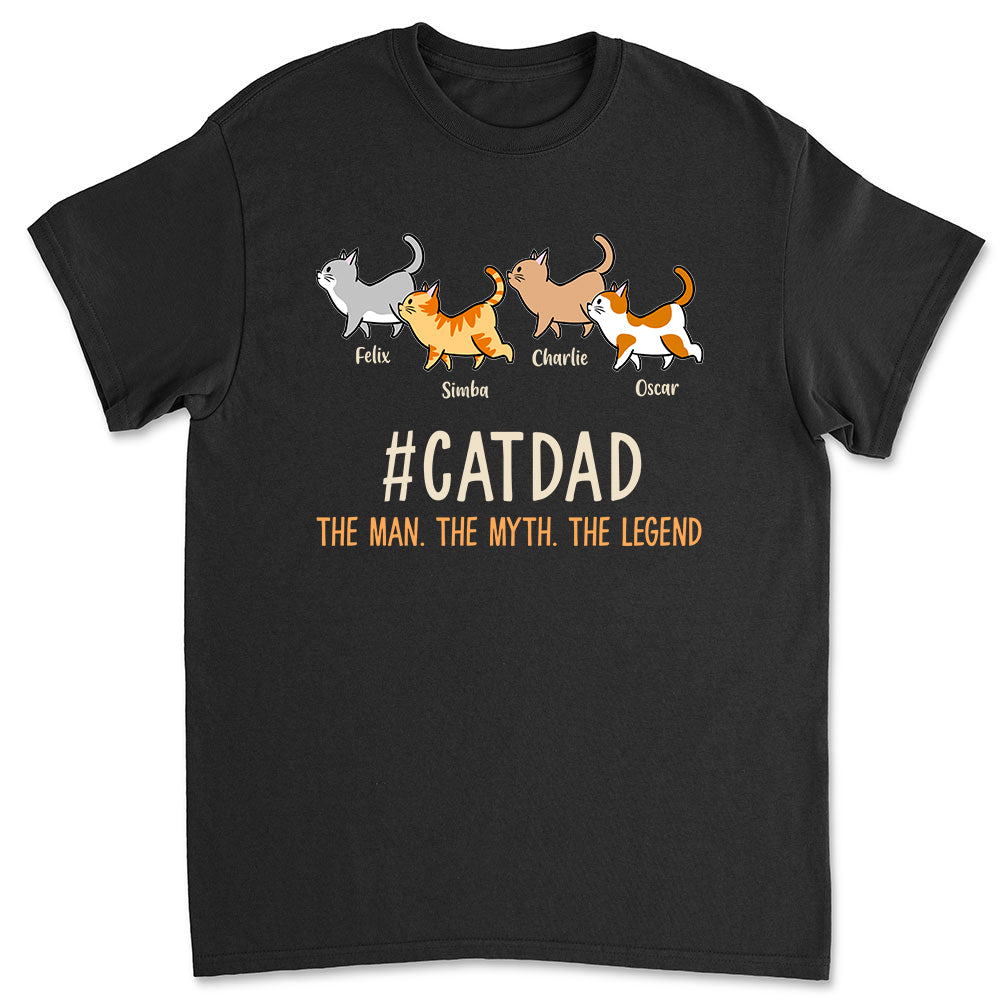 Discover Cat Dad Legend Pets Lover Personalized Cats Owner Custom Unisex T-shirt