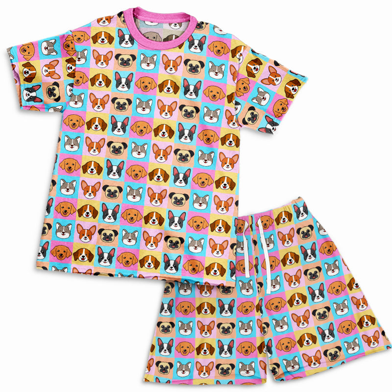 Happy Dog Pattern - Short Pajama Set