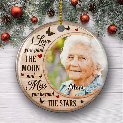 Past The Moon - Personalized Custom Circle Ceramic Christmas Ornament