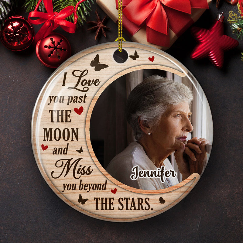 Past The Moon - Personalized Custom Circle Ceramic Christmas Ornament