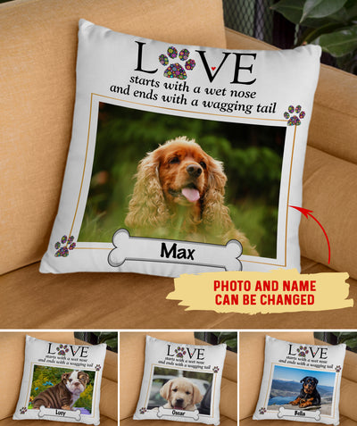 The Shape Of Love - Personalized Custom Photo Throw Pillow - Gifts For Dog Lovers