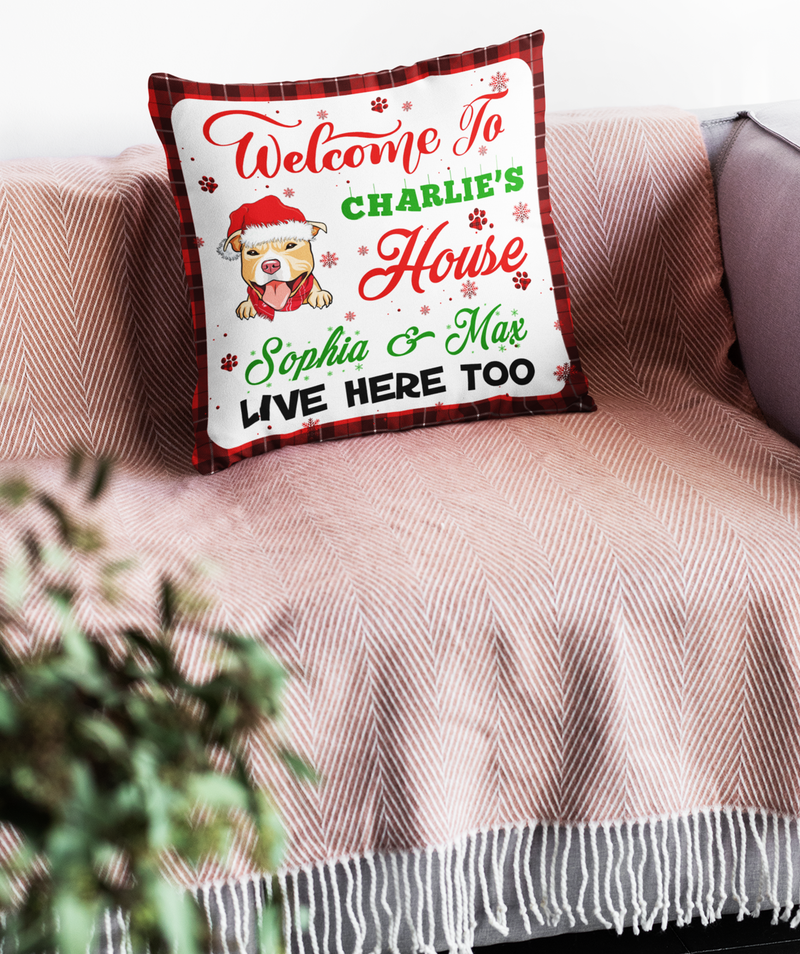 Welcome To My House - Personalized Custom Throw Pillow - Christmas Home Decor