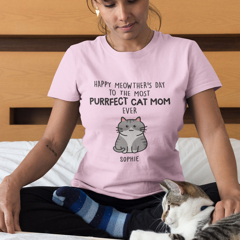 Purrfect Cat Mom - Personalized Custom Premium T-shirt