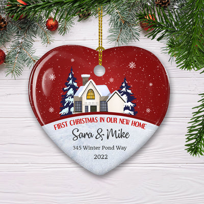 For Our New Home - Personalized Custom Heart Ceramic Christmas Ornament