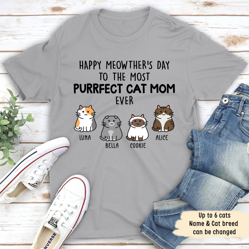 Purrfect Cat Mom - Personalized Custom Unisex T-shirt - Gifts For Cat Lovers